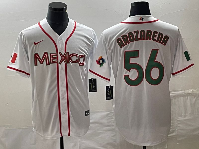 Men 2023 World Cub Mexico 56 Arozarena White green Nike MLB Jersey 12